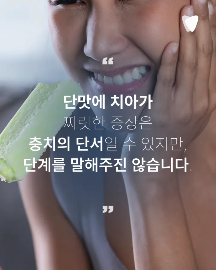 이미지 카드 · 단것을 먹을 때 이가 찌릿한 이유, 충치 단계와 관련 있을까요